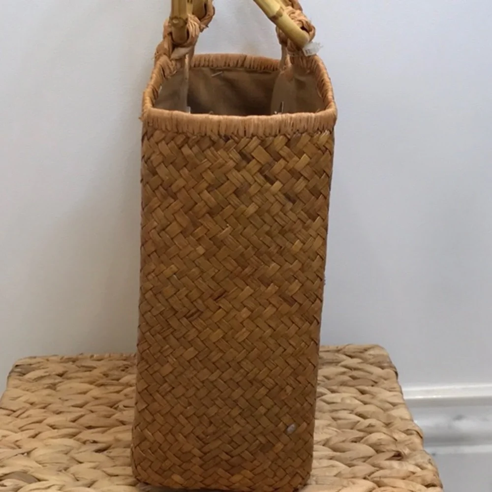 Cappelli Straw handbag nwt, summer beach bag, seashells, bamboo handles - Picture 6 of 13